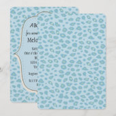 Sky Blue Leopard Print Baby shower Kaart (Voorkant / Achterkant)