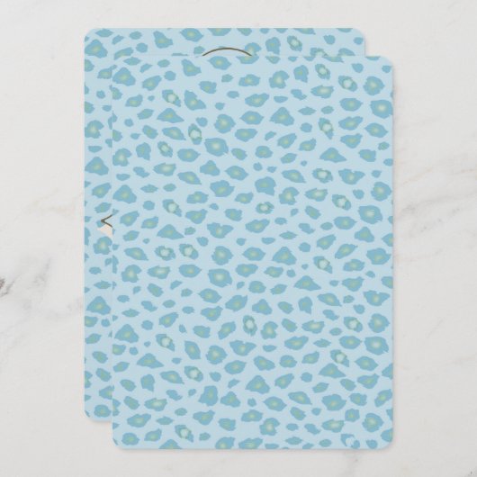 Sky Blue Leopard Print Baby shower Kaart (Voorkant / Achterkant)
