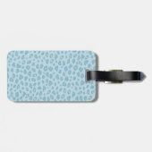 Sky Blue Leopard Print Monogram Bagagelabel (Achterkant horizontaal)