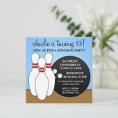 Sky Blue Let's hebben een all Bowling party Kaart (Staand voorkant)