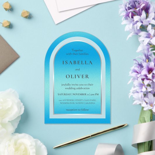 Sky blue light gradient wedding acryl uitnodigingen (Insitu (Huwelijk))