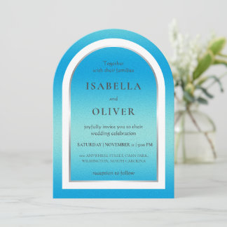 Sky blue light gradient wedding kaart