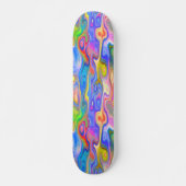 Sky Blue Light Licht Lime Green Paarse Wave Art Persoonlijk Skateboard (Voorkant)