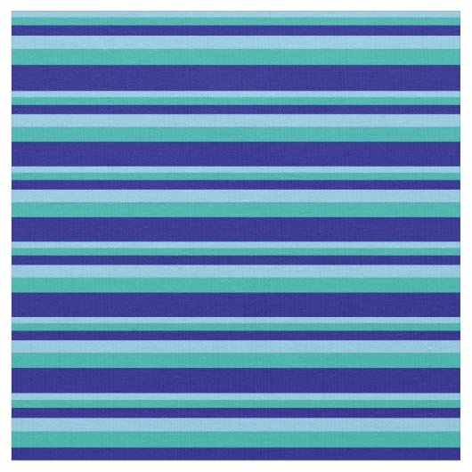 Sky Blue, Light Zee Green en Blue Colour Pattern Stof (Close Up)