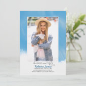 Sky Blue Lijst Afstuderen Uitnodiging (Staand voorkant)