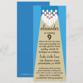 Sky Blue Lucky Strike Bowling Birthday Party Kaart (Voorkant / Achterkant)