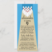 Sky Blue Lucky Strike Bowling Birthday Party Kaart (Voorkant)