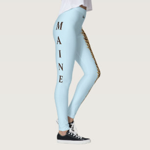 Sky Blue Maine State Pine Cone Leggings