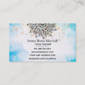 ** Sky Blue Mandala Glitter Spirituele Yoga Visitekaartje (Achterkant)