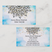 ** Sky Blue Mandala Glitter Spirituele Yoga Visitekaartje (Voorkant / Achterkant)