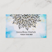 ** Sky Blue Mandala Glitter Spirituele Yoga Visitekaartje (Voorkant)