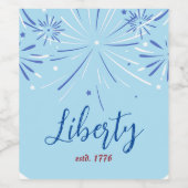 Sky Blue met Navy en White Sparkles Wijn Etiket (Enkel label)