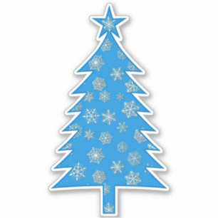 Sky Blue met Snowflakes kerstboomsticker Sticker