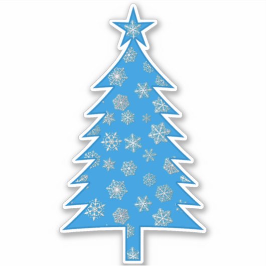 Sky Blue met Snowflakes kerstboomsticker Sticker (Voorkant)