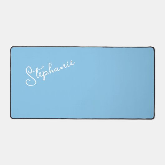 Sky Blue Minimalistische gepersonaliseerde scriptn Bureaumat (Voorkant)