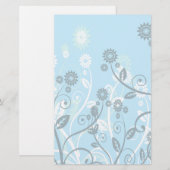 Sky Blue Modern Floral Briefpapier (Voorkant / Achterkant)