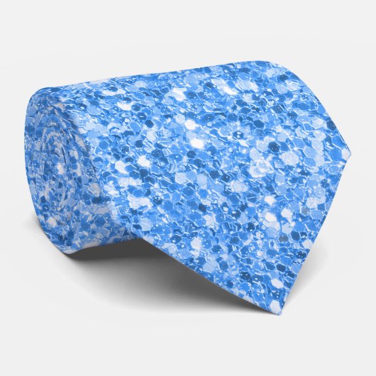 Sky-Blue Modern Glitter Texture Pattern Stropdas (Opgerold)