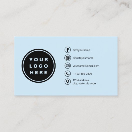 Sky Blue Modern Minimalist Photo with QR Code Visitekaartje (Achterkant)