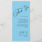 Sky Blue Modern Place Setting Thank You Card Programmakaart (Voorkant)