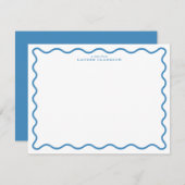 Sky Blue Modern Wavy Border Note Card Kaart (Voorkant / Achterkant)