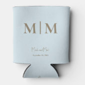 Sky Blue Monogram en Namen Bruiloft Koelbox Blikjeskoeler (Voorkant)