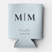 Sky Blue Monogram en Namen Bruiloft Koelbox Blikjeskoeler (Voorkant)