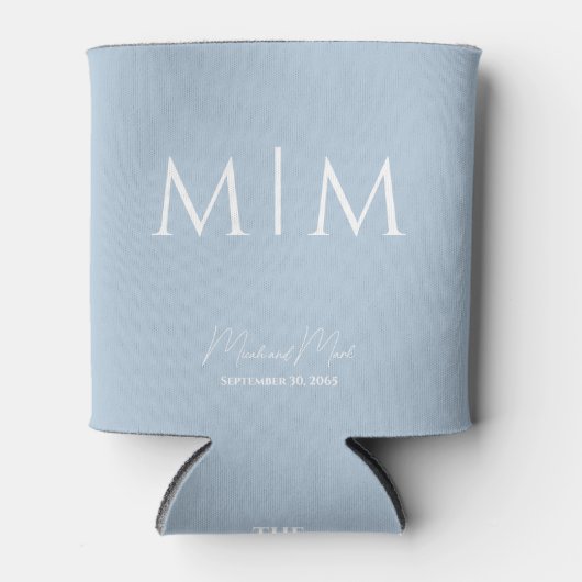 Sky Blue Monogram Script Namen Bruiloft Koelbox Blikjeskoeler (Voorkant)