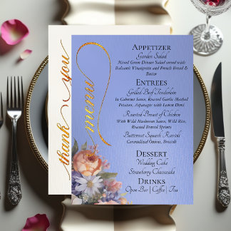 Sky Blue - Monogram, Wildflowers & Thank You  Menu