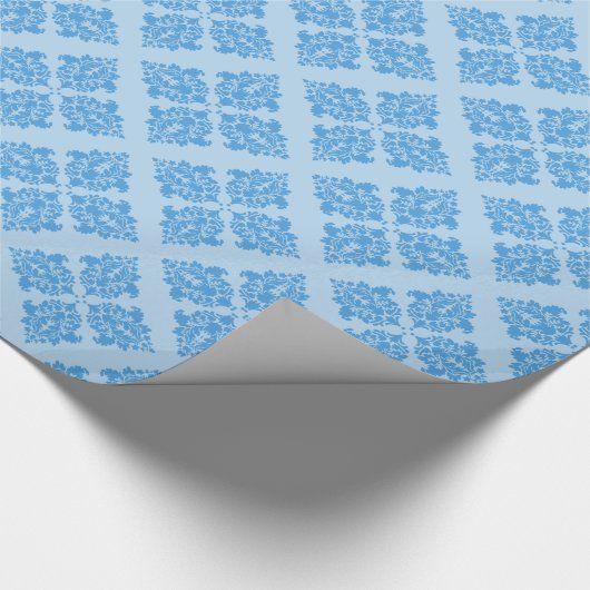 Sky Blue Moroccan Damask Cadeaupapier (Hoek)