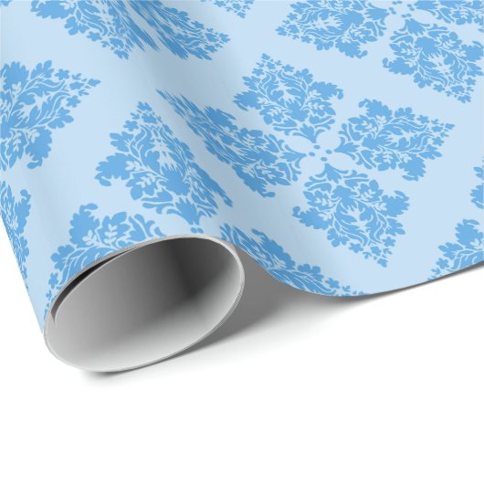 Sky Blue Moroccan Damask Cadeaupapier (Rol Hoek)