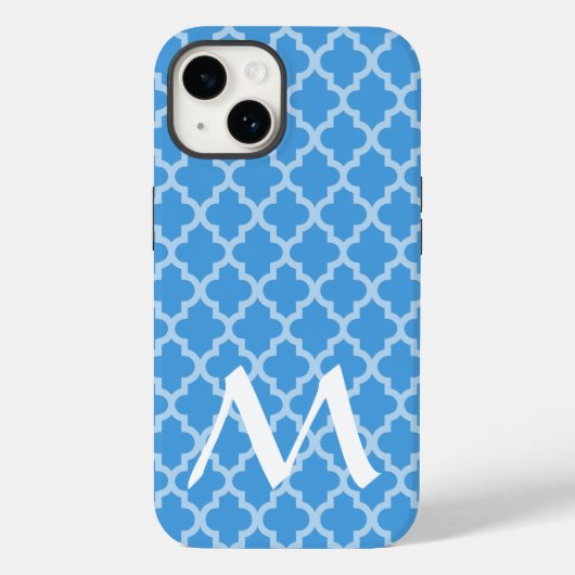 Sky Blue Moroccan Moods Quatrefoil Case-Mate iPhone Case (Achterkant)