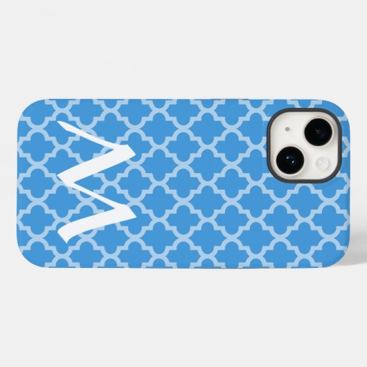 Sky Blue Moroccan Moods Quatrefoil Case-Mate iPhone Case (Achterkant (horizontaal))