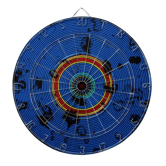 Sky Blue Multicolor Vinyl Disk Textern Pattern Dartbord (Voorkant)