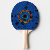 Sky Blue Multicolor Vinyl Disk Textern Pattern Tafeltennisbatje (Voorkant)