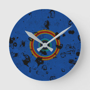 Sky Blue Multicolored Vinyl Disk Textern Pattern Ronde Klok