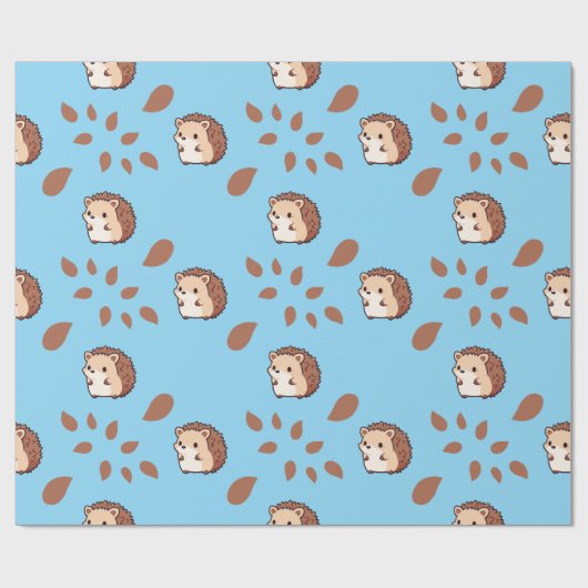 Sky Blue Naadloos inpakpapier met egels (Vlak)