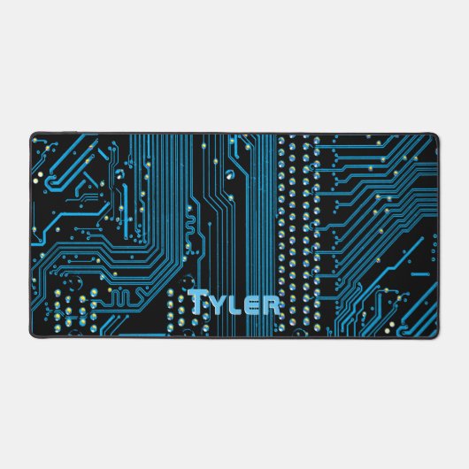 Sky Blue Naam, Zwart & Blauw Circuit Board Bureaumat (Voorkant)