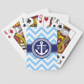 Sky Blue Navy Blue What LG Chevron Anker Monogram Speelkaarten (Achterkant)