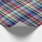 Sky Blue Navy Burgundy Pistach Preppy Madras Pset Cadeaupapier (Hoek)