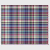 Sky Blue Navy Burgundy Pistach Preppy Madras Pset Cadeaupapier (Vlak)