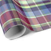 Sky Blue Navy Burgundy Pistach Preppy Madras Pset Cadeaupapier (Rol Hoek)