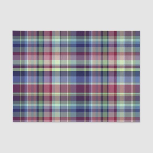 Sky Blue Navy Burgundy Pistach Preppy Madras Pset Tissuepapier (Voorkant)