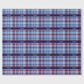Sky Blue Navy Burgundy Preppy Madras N Monogram Cadeaupapier (Vlak)