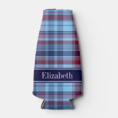 Sky Blue Navy Burgundy Preppy Madras N Monogram Flesjeskoeler (Voorkant)