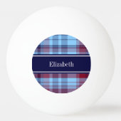 Sky Blue Navy Burgundy Preppy Madras N Monogram Pingpongbal (Voorkant)