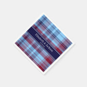 Sky Blue Navy Burgundy Preppy Madras N Monogram Servetten (Hoek)