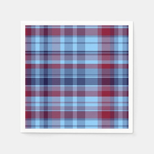 Sky Blue Navy Burgundy Preppy Madras Servetten (Voorkant)