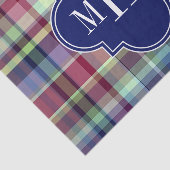 Sky Blue Navy Burgundy Wht Preppy Madras Monogram Tissuepapier (Detail)
