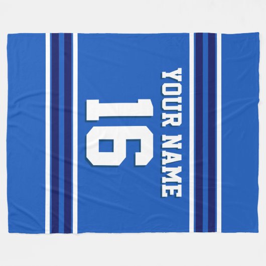 Sky Blue Navy White Team Jersey Sports Jersey Fleece Deken (Voorkant (Horizontaal))