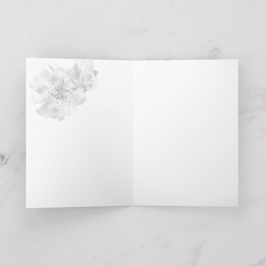 *~* Sky Blue Ombre Clouds Flowers Glitter Bedankkaart (Binnen)